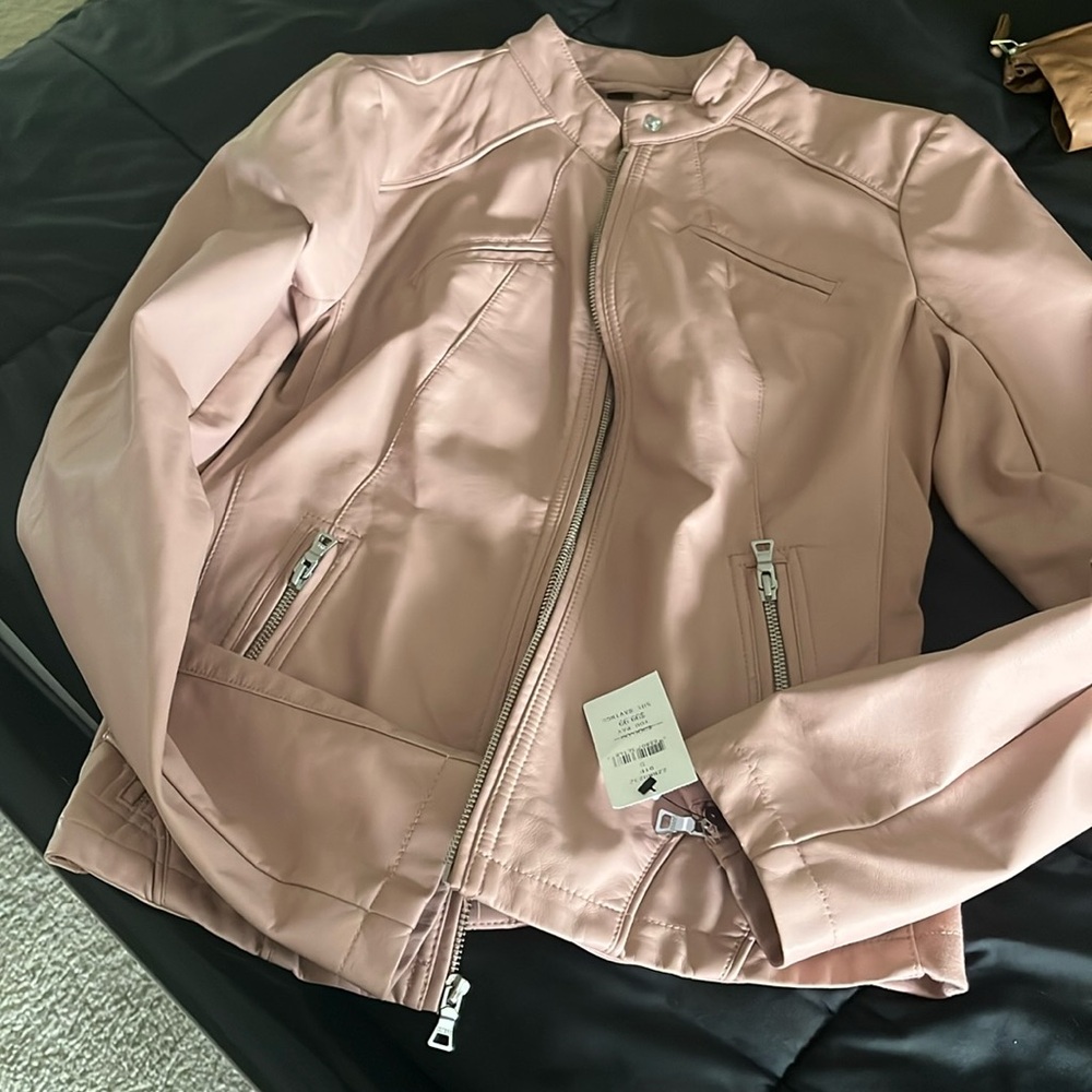 GUESS Band Collar Faux Leather Jacket - Picture 4 of 8